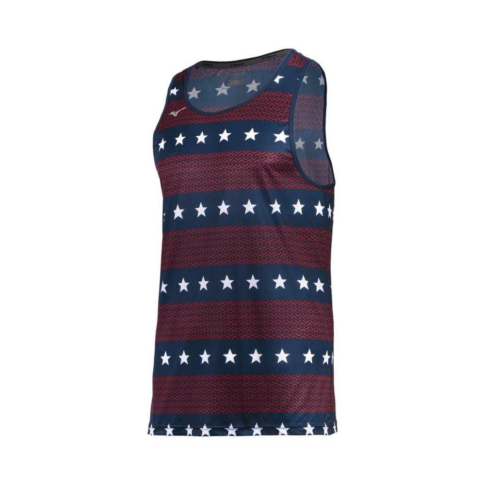 Panske Tank Top Mizuno Printable Červené/Modre Vypredaj RLXA41965